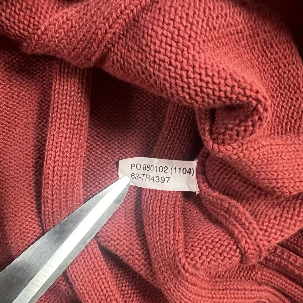 Tommy Bahama Mens L Red Ribbed Knit Sweater 100% Cotton Long Sleeve